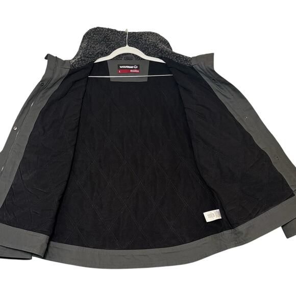 Wolverine Sherpa Lined Black Canvas Jacket Mens L Streetwear Workwear Warm Coat - Picture 5 of 16
